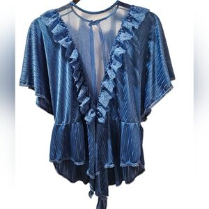 Vintage Elissia Blue Ruffled Women's Top